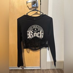 Never worn black rocker tee with mesh.